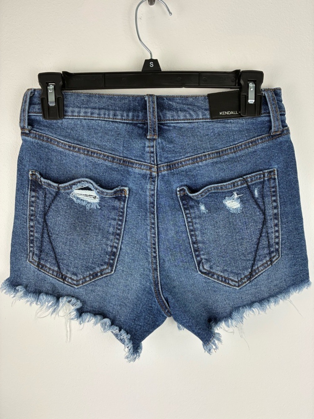 Kendall + Kylie Distressed Denim Shorts Raw Hem High Rise Size 3/26 - Picture 4 of 8